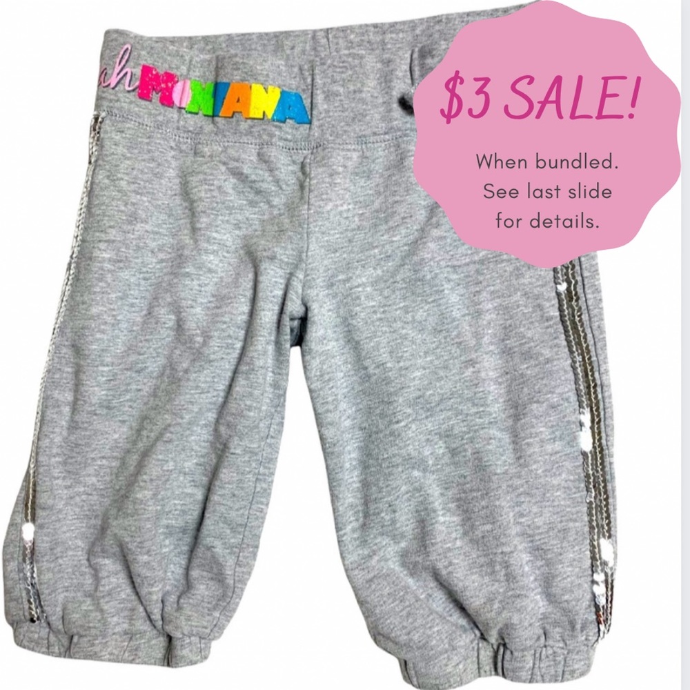 Hannah Montana Cropped Elastic Waist Pull On Sweatpants Gray Sequins Glitter 4/5